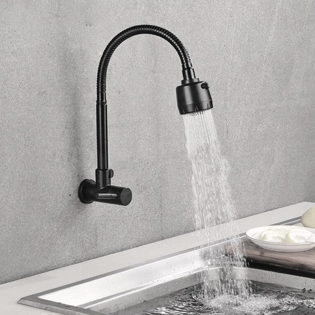 1 Pcs Kitchen Sink Flexible Hose Cold Water Two Modes Tap Wall Mounted Telescopic Rotating Faucet Accessories