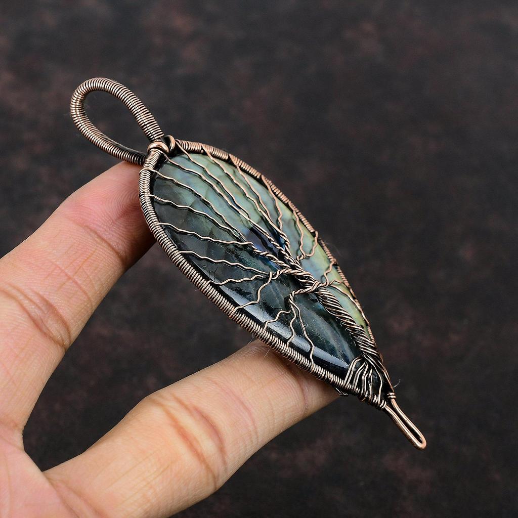 Tree Of Life Labradorite Pendant Copper Wire Wrapped Pendant Handmade Pendant Copper Jewelry Gemstone Pendant Tree Of Life Jewelry For Gift