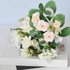 Artificial Rose Bouquet Fake Flowers with Eucalyptus Leaves Plastic Floral Arrangement for Wedding Bridal Bouquets Home Party Table Centerpiece