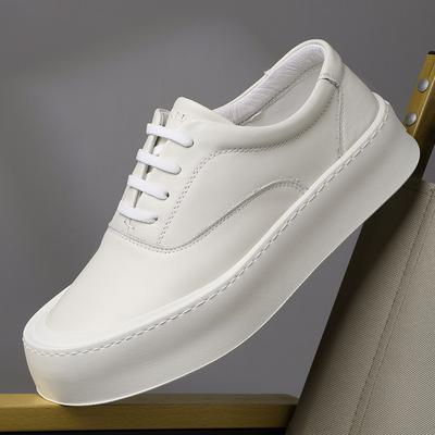 2025 Direct Supply Men's Shoes Platform White Shoes Fashion Winter Versatile Board Shoes Leather Lace-up Casual Shoes
