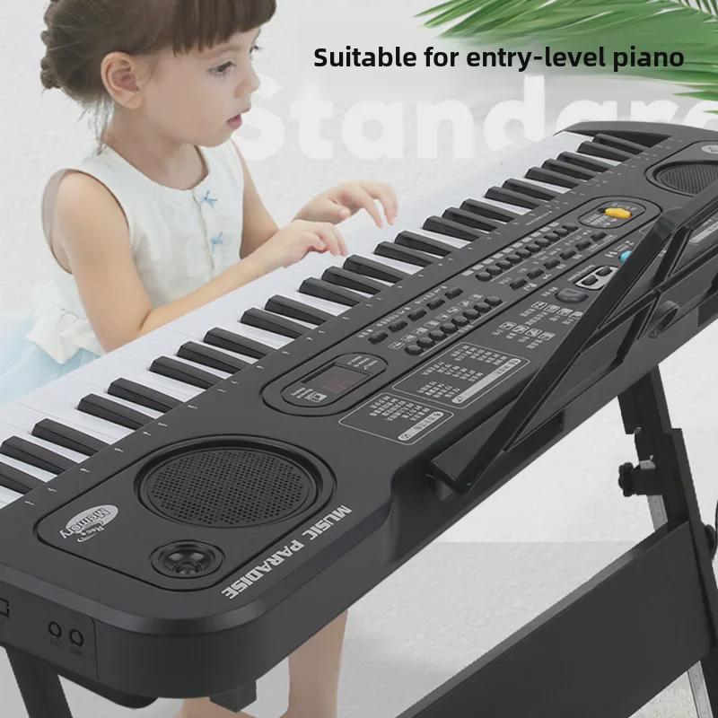 Pian reîncărcabil multifuncțional cu 61 de taste cu suport și microfon pentru copii/începători