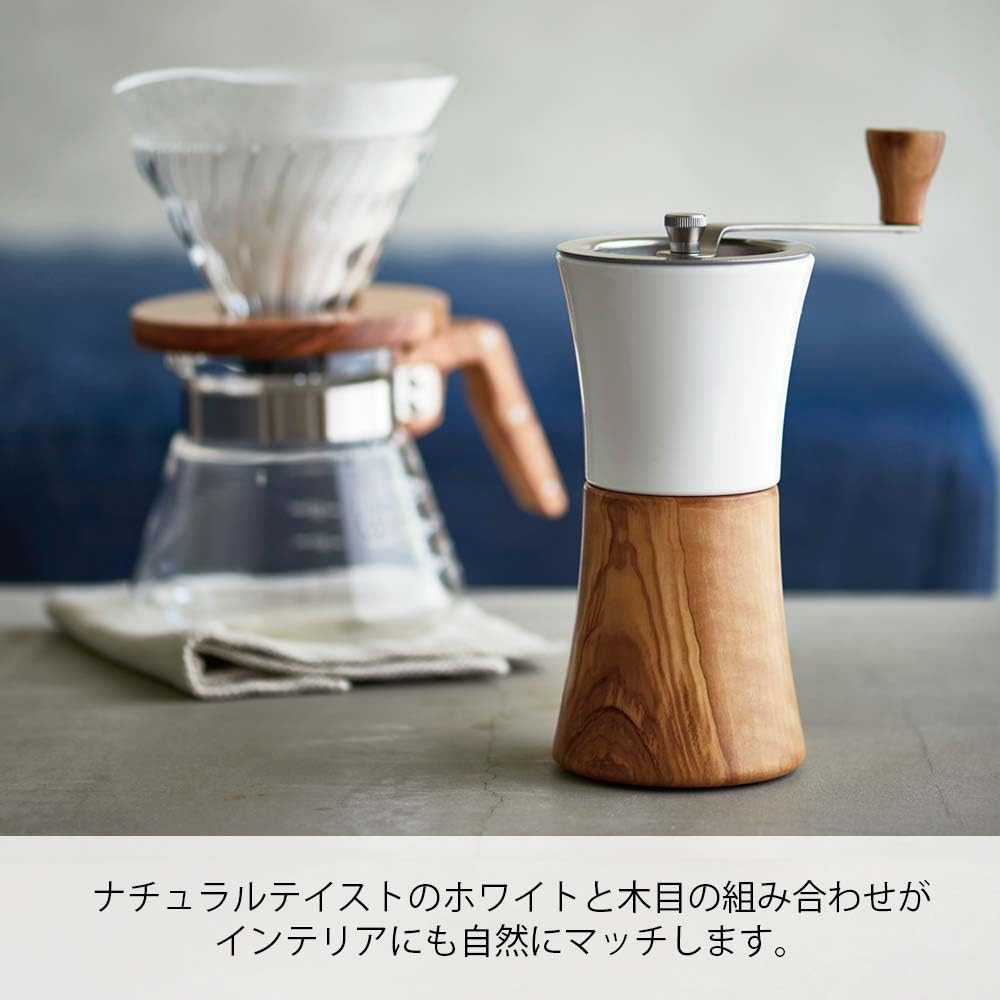 HARIO Ceramic Coffee Mill Wood N Hand Ground Coffee Beans 30g MCWN-2-OV