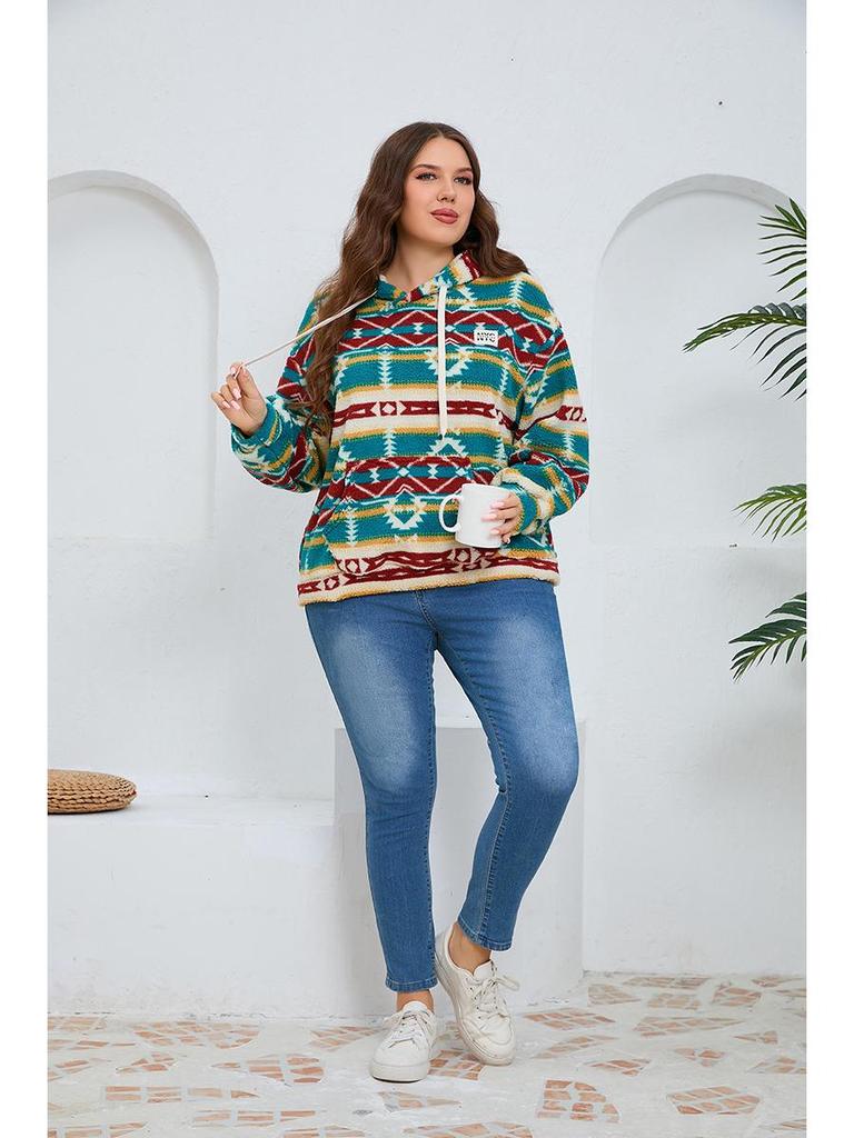 Neues Übergrößen-Doppelflanell-Kapuzensweatshirt Teddybär Plüsch Langarm-Pullover-Oberteil für Herbst/Winter