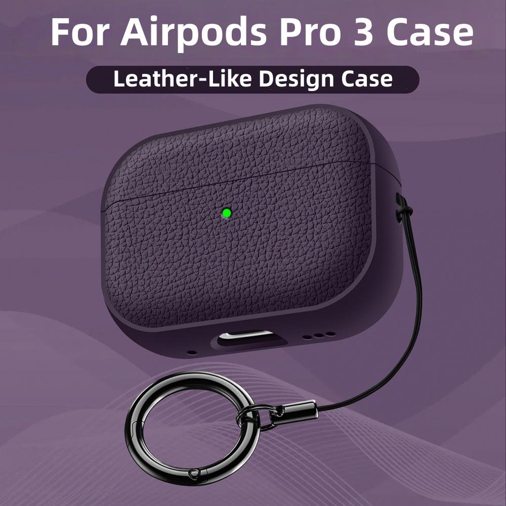 For Airpods Pro 3 Case Soft TPU Leather-Like Design Protective Cover with Lanyard and Cleaner Kit For Apple Latest Airpods Pro 3