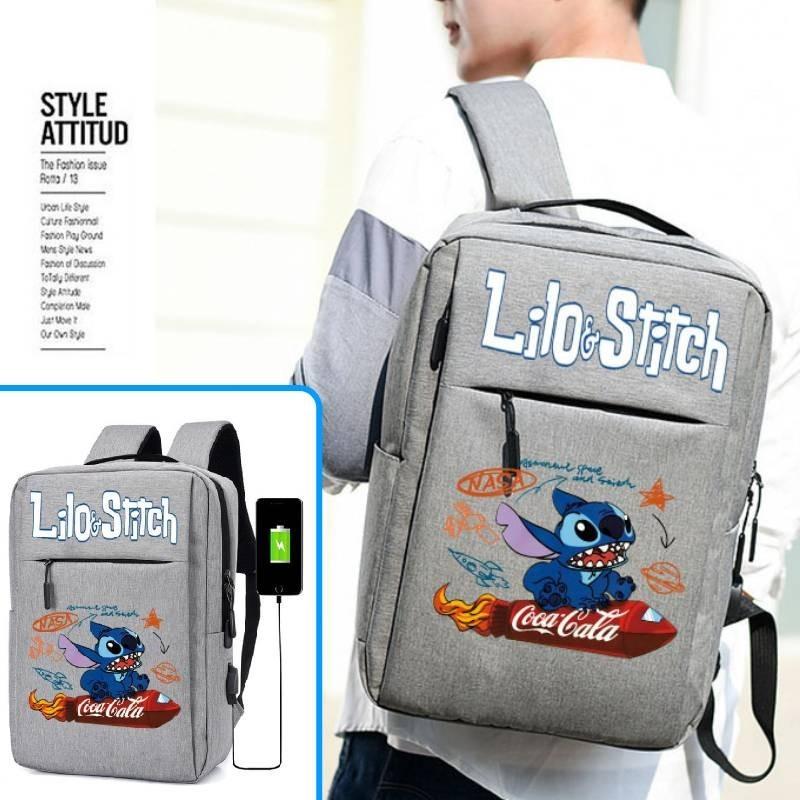 Spacious Usb Charging Stitch Backpack Nylon Material School Bag For Students