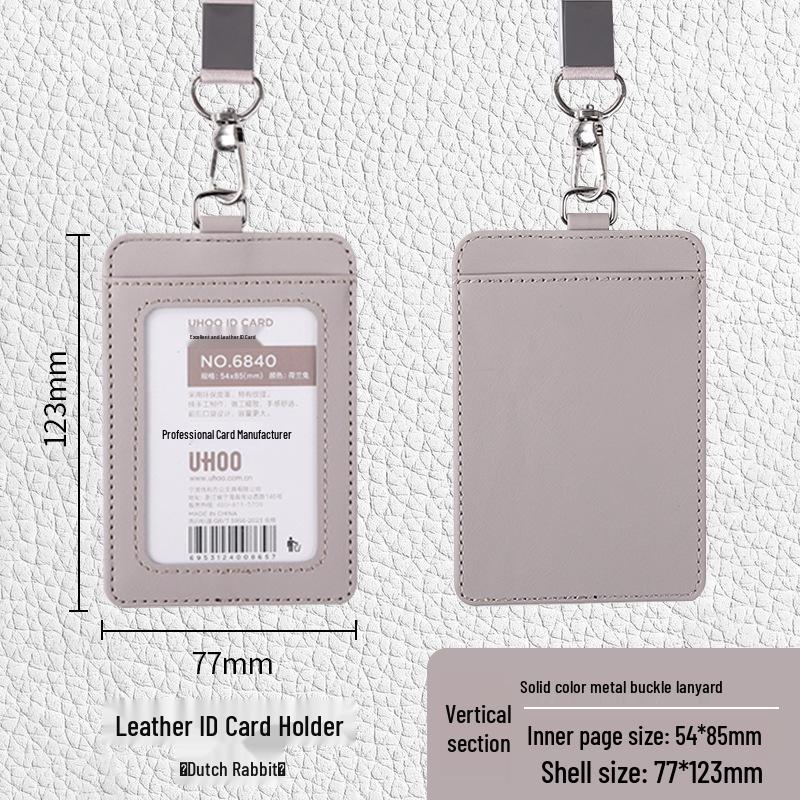 Color Printed Leather ID Card Holder with Lanyard
