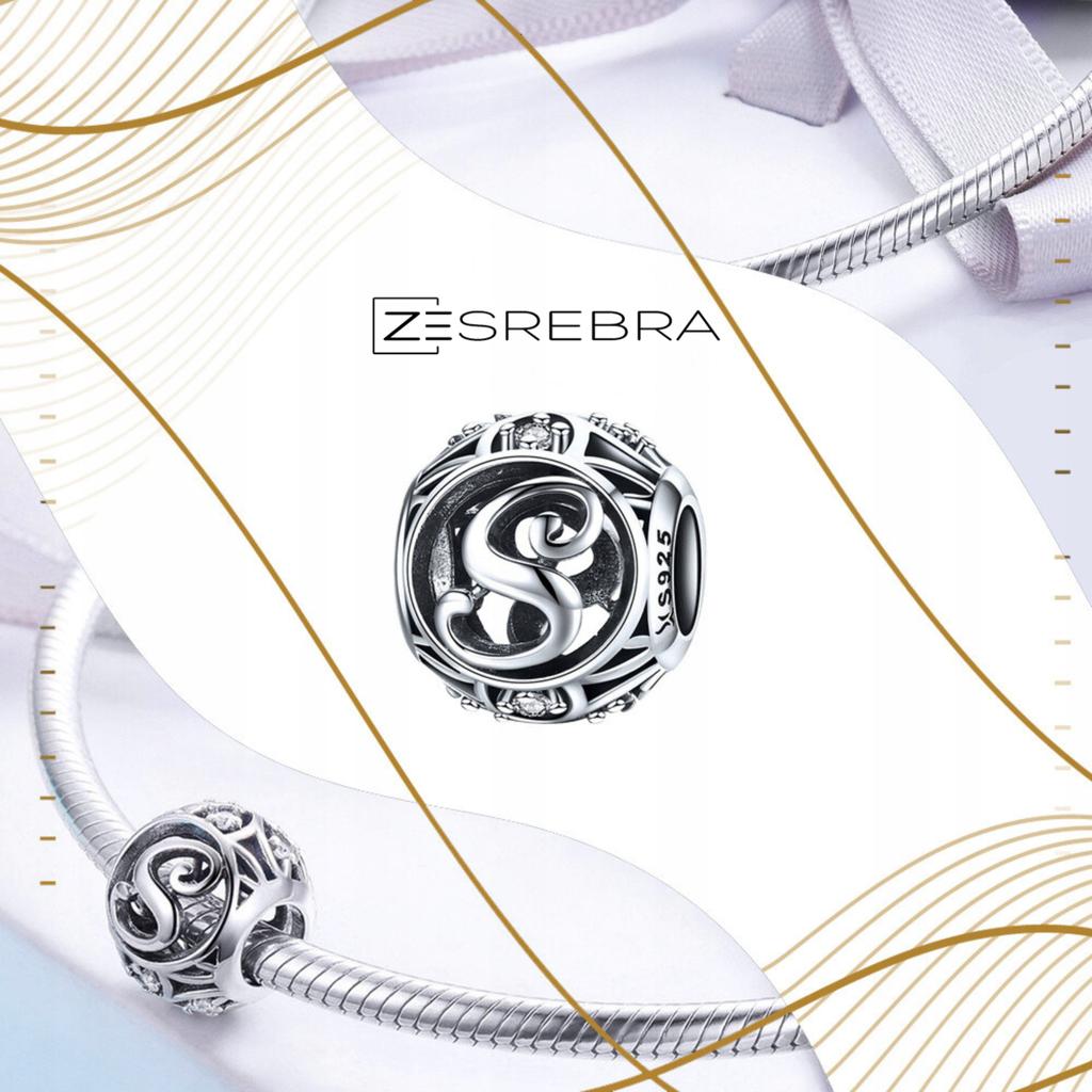 Charms Letter S S925 Bead Beads Openwork Zircons Openwork Letter