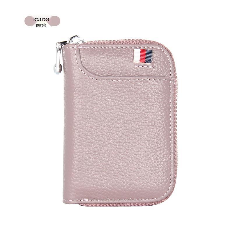 Top Grain Cowhide Anti-RFID Accordion Leather Card Holder with Multi-Card Slots