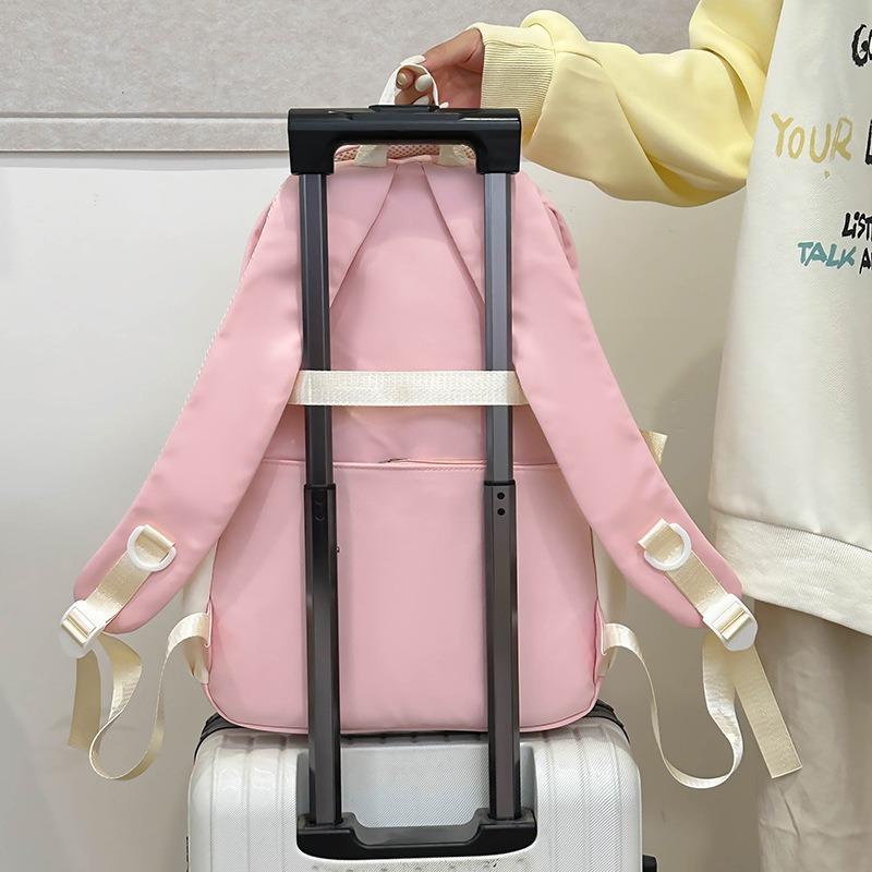 Cute girl contrasting color mini backpack female dopamine star trumpet backpack junior high school bag