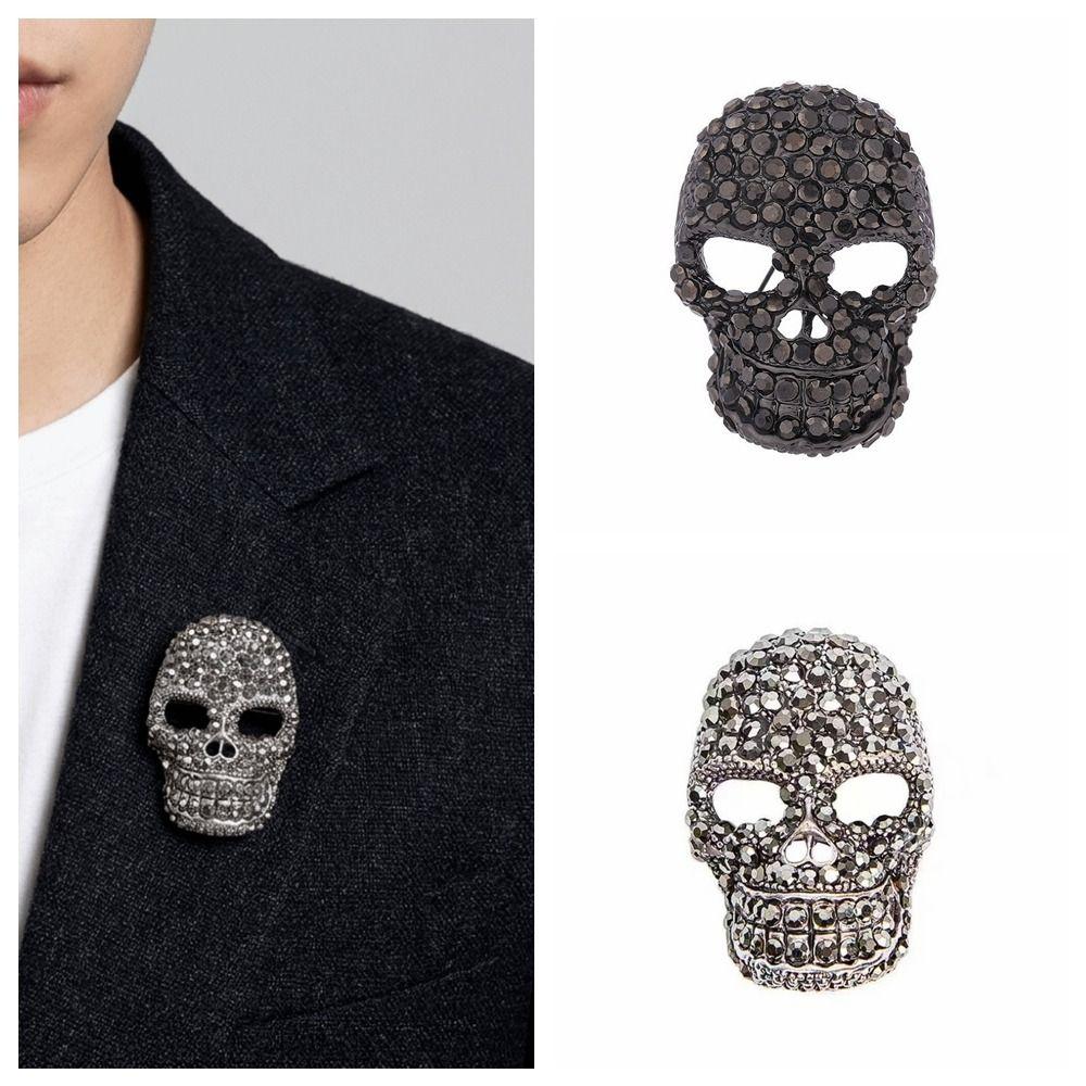 Rhinestone Halloween Skeleton Brooch Zinc Zinc Zinc Alloy Gothic Skull Badge Lapel Pin Unique Gift