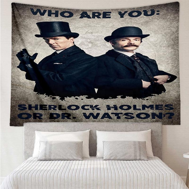 Sherlock Holmes Print Tapestry, Backdrop, Easy Setup, Ideal for Bedroom, Office & Living Room, with Aesthetic Wall Hanging Decor.