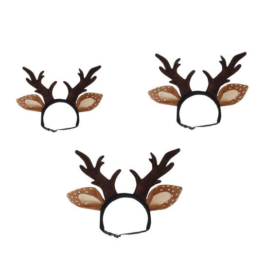 Pets Christmas Antlers Headband Adjustable Deer Hairband with Spotted Ears Deer Cosplay Headband for Dogs Cats Festive Costume Christmas Gift