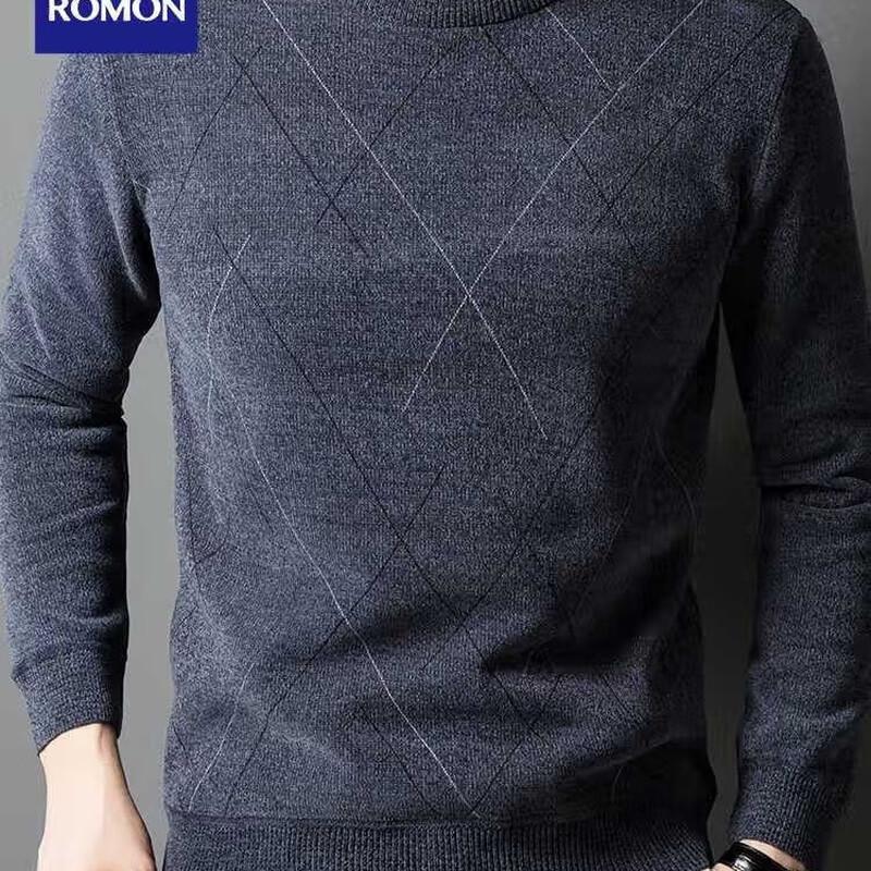 Luomeng Men's Plush Lined Round Neck Knit Sweater