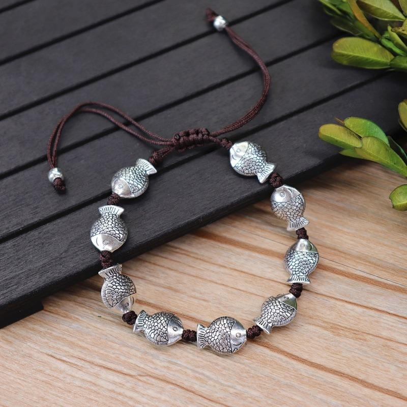 Hand-woven bracelets, retro and versatile for men and women, adjustable bracelets, small fish butterfly bracelets, accessories.