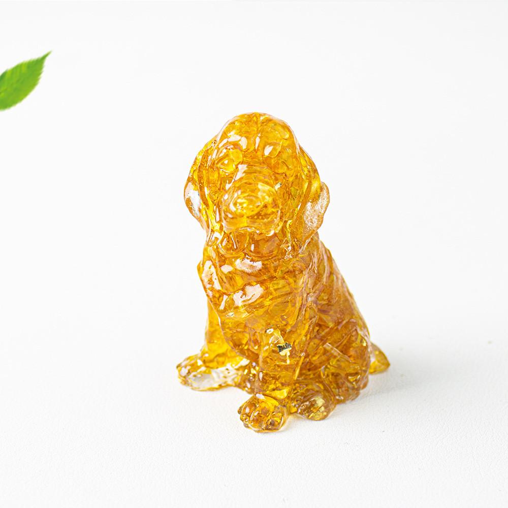Water Crystal Resin Dog Figurine With Goldendoodle Design For Office Decor And Home Display