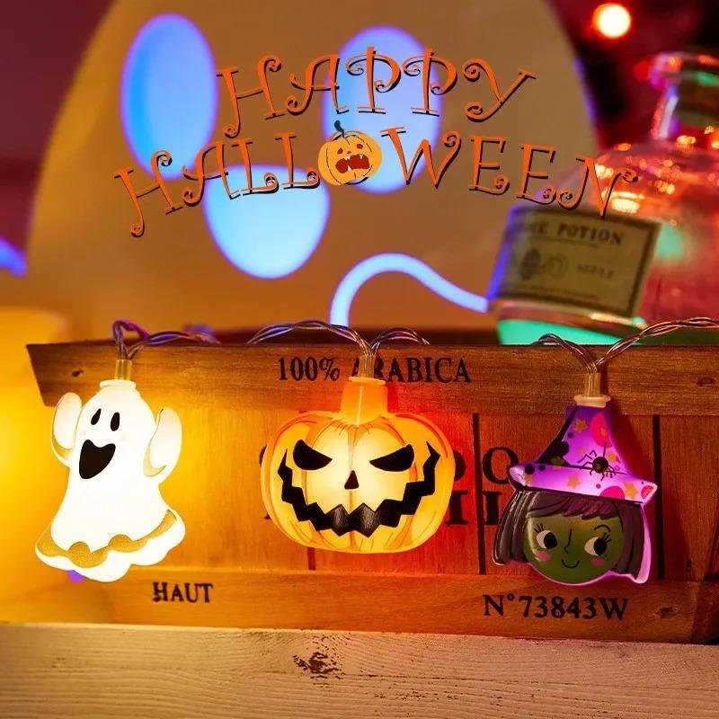 Halloween Party LED String Lights Ghost, Pumpkin, Cat and Spider Web Decorative Night Lights Halloween Decorations