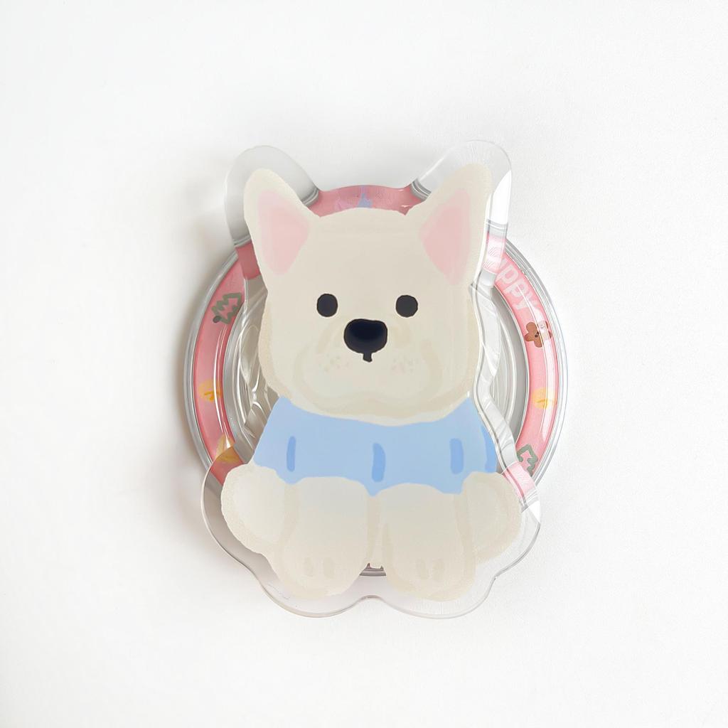 Cartoon Puppy Magnetic Phone Holder – Retractable Desktop Acrylic Stand