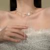 Rhinestone Firework Pearl Pull Adjustable Necklace, Light Luxury Long Sweater Chain, Christmas Choker