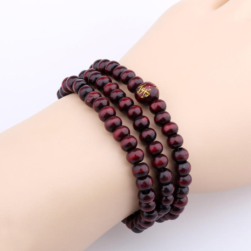 6mm*108 Natural Red Sandalwood Bead Prayer Japa Rosary Mala Bracelet Tibetan Buddhist meditation Wooden Rosary Beaded