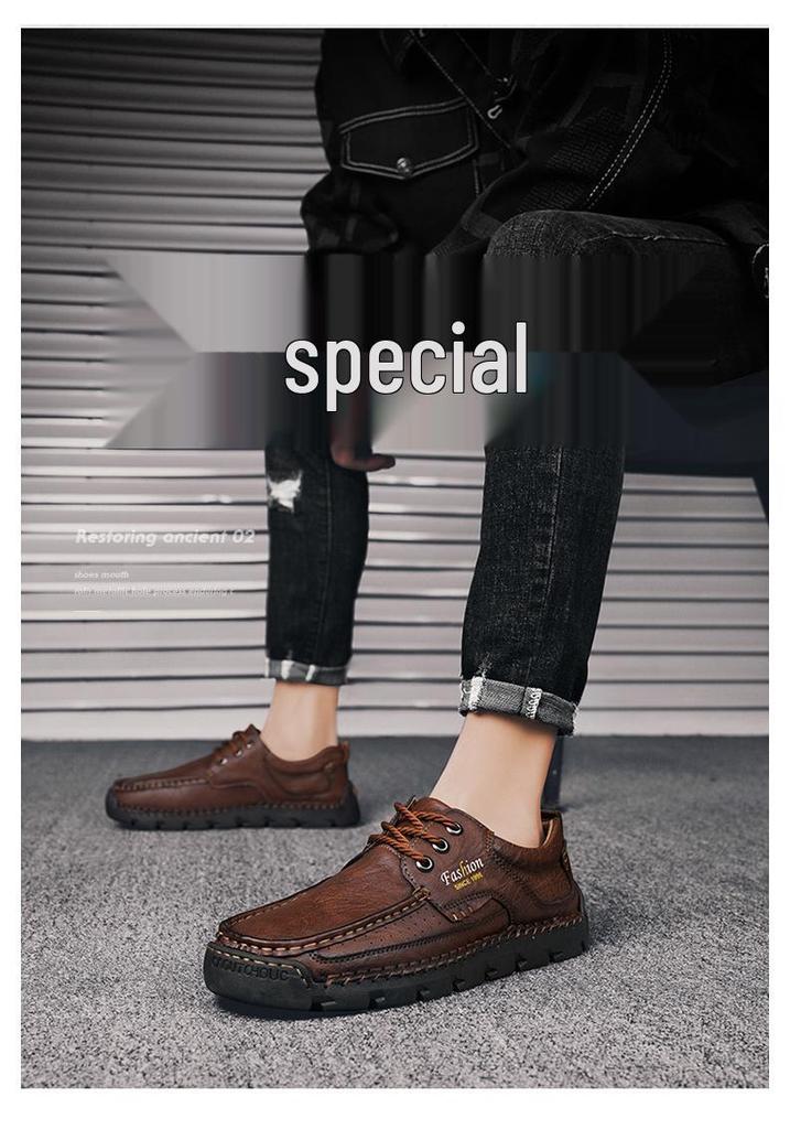 Men's Plus Size Hand-Stitched Casual Low-Top Shoes