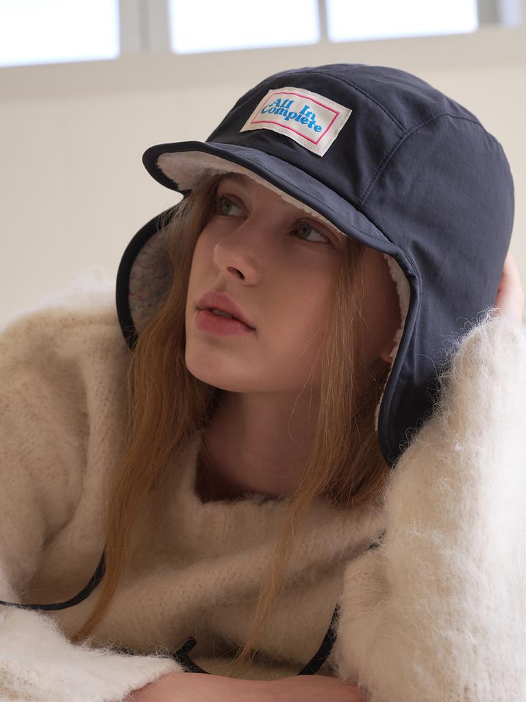 Olinkeompeulliteu Sprinkle Teddy Reversible Trooper Hat (Navy)