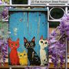 2D Flat, Vintage Metal Sign - Odd Cat Art Wall Sign, Rustic Home, Restaurant, Bar, Cafe, Garage Decor - Vintage Wrought Aluminum Wall Hanging, Odd