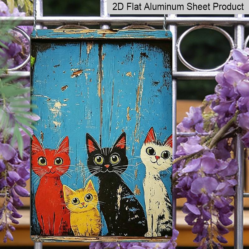 2D Flat, Vintage Metal Sign - Odd Cat Art Wall Sign, Rustic Home, Restaurant, Bar, Cafe, Garage Decor - Vintage Wrought Aluminum Wall Hanging, Odd
