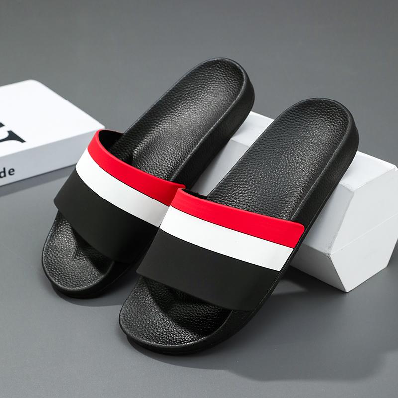 Men Striped Sandal Shoes Summertime Soft Plush Comfort Anti-Skid Slide Shoes Indoor Outside Women Beach Footwear Quick-Dry Eva Platform Light