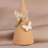 Fashion Jewelry 14K Real Gold Plating Double Butterfly Acrylic Zircon Ring Elegant Women's Daily Opening Adjustable Ring