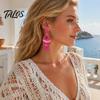 Lightweight Earrings 1 Pair Boho Raffia for Women, Handmade Rattan Fish Shape Beach Earrings, Bohemian Straw Drop Dangle Summer Tropical Jewelry