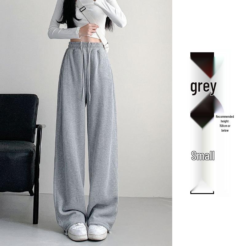 Dámské bílo-šedé tepláky s vysokým pasem a širokými nohavicemi - Petite, zeštíhlující, ležérní sportovní oblečení pro podzim 2024