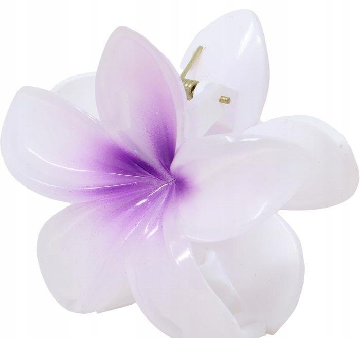 Spinka Włosów Klips Biało-Fioletowy Kwiat Wiosna Karnawał Hawaje Aloha 8Cm