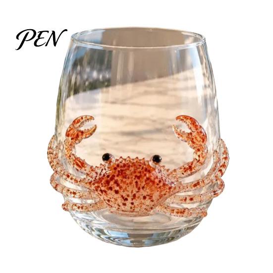Decorative Coastal Style Water Cup Octopus Glass Tumbler, Ocean Whales Seahorses Crabs Jellyfish Cocktail for Home Nautical Theme Bar Accessories Bar,