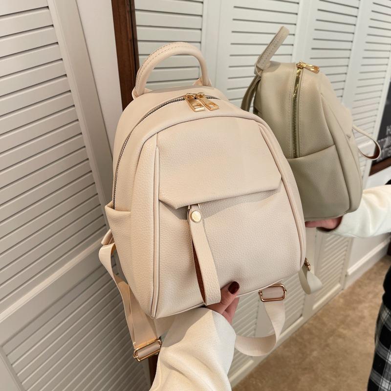 Soft Leather Large Capacity Women's Backpack Simple Casual New Fashion Mommy Backpack Schoolbag Tide