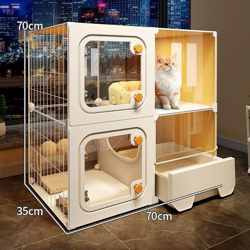 Extra-Large Indoor Cat Villa: One Room, Living Room, Bathroom - Spacious Cat Cage & Nest with Integrated Toilet