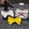 Bow Soap Dish Bathroom Ceramic Soap Holder with Self Draining No Water Accumulation Soap Tray for Home Dormitory Washbasin Bathroom Shelf
