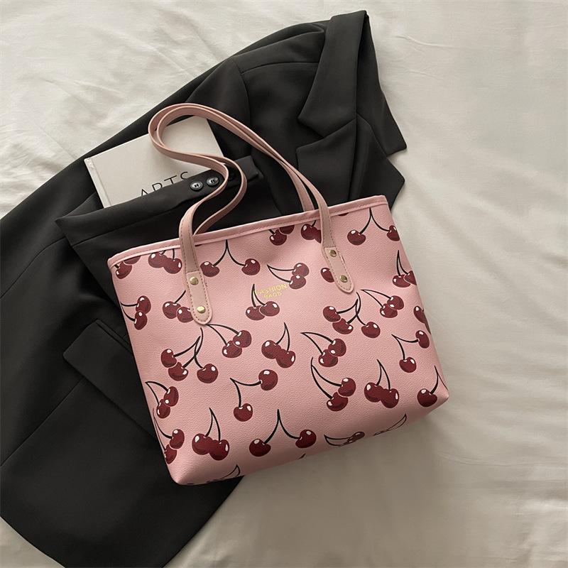 

Сегодняшняя новая популярная сумка-тоут, новая милая универсальная портативная сумка через плечо с принтом вишни розовый