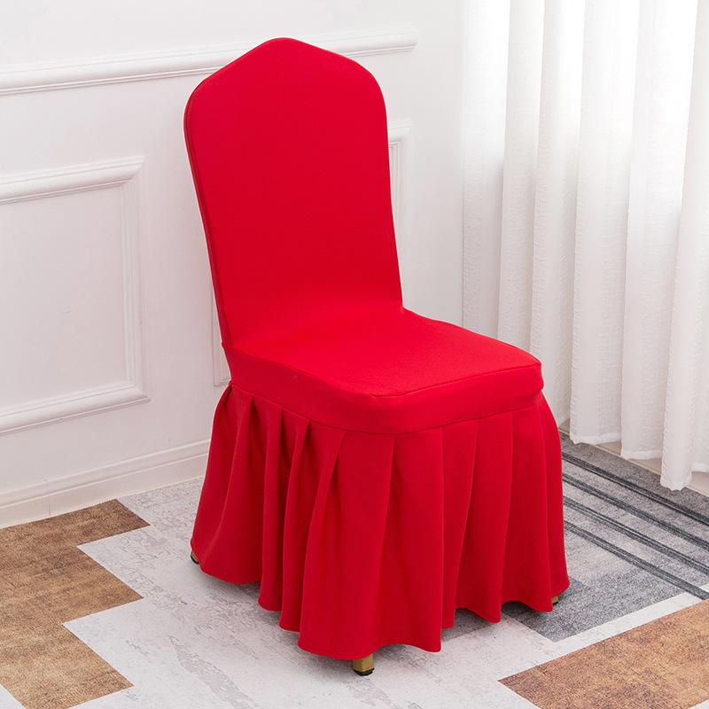 Solid Color Thick and Highly Elastic Stretch Chair Cover Wedding Pleated Skirt Style Chair Covers Suitable for Hotel Party and Banquet Decoration