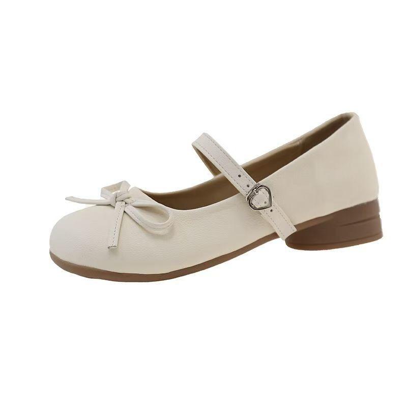Autumn Lolita shoes single shoes new bow round head retro Mary Jane small leather shoes