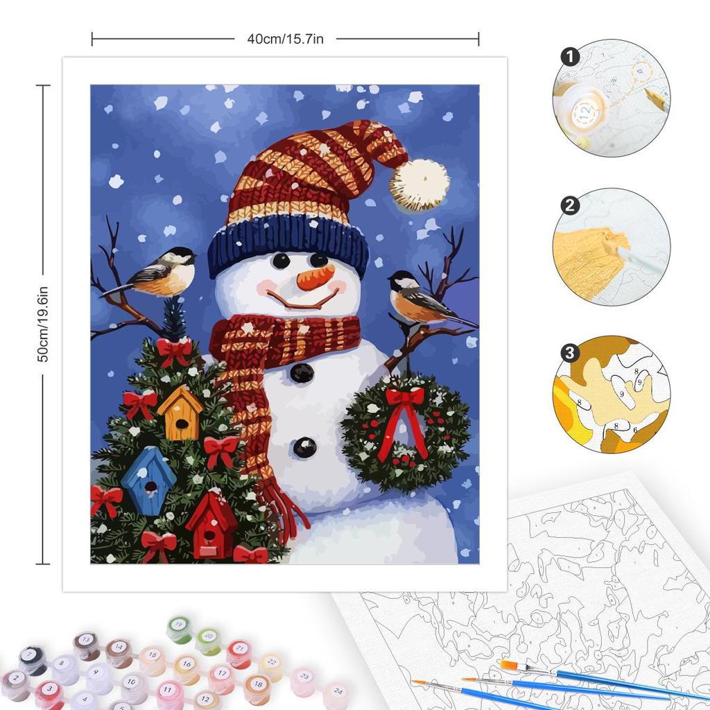 Frame Painting By Numbers For Adults Starter Kit Christmas Gift Wall Art Picture Numbers Painting Snowman For Home Decors 40x50