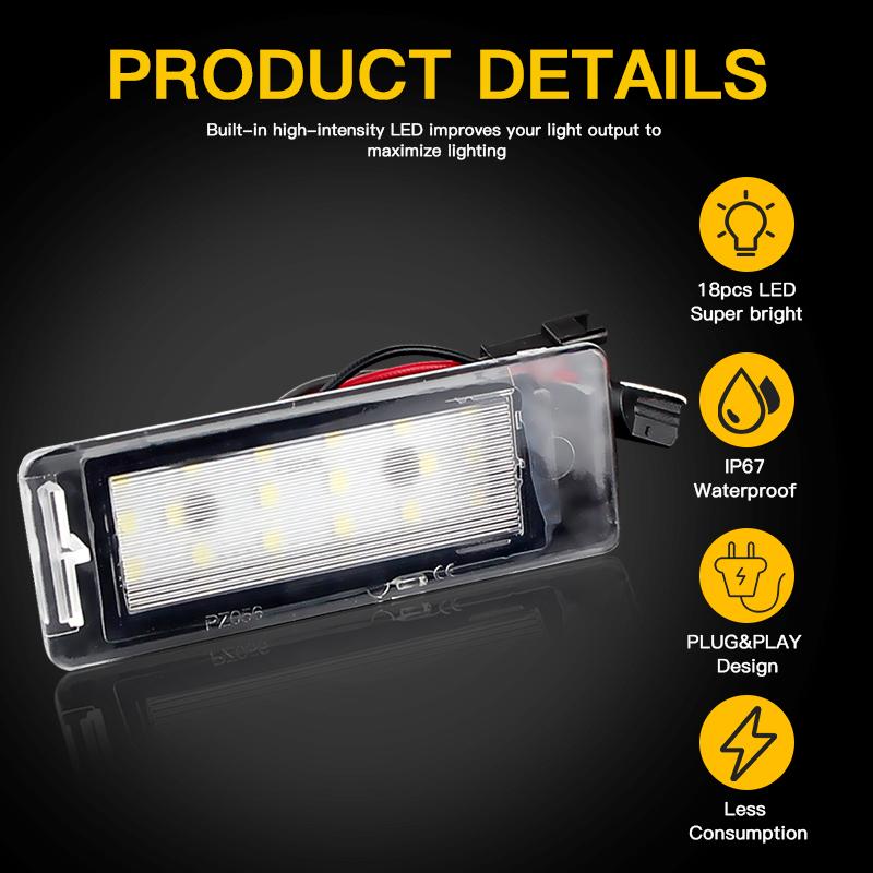 2x LED Licence Number Plate Light for OPEL VAUXHALL MOKKA X Insignia Sports Tourer Cadillac GMC Chevrolet Cruze Camaro Corvette