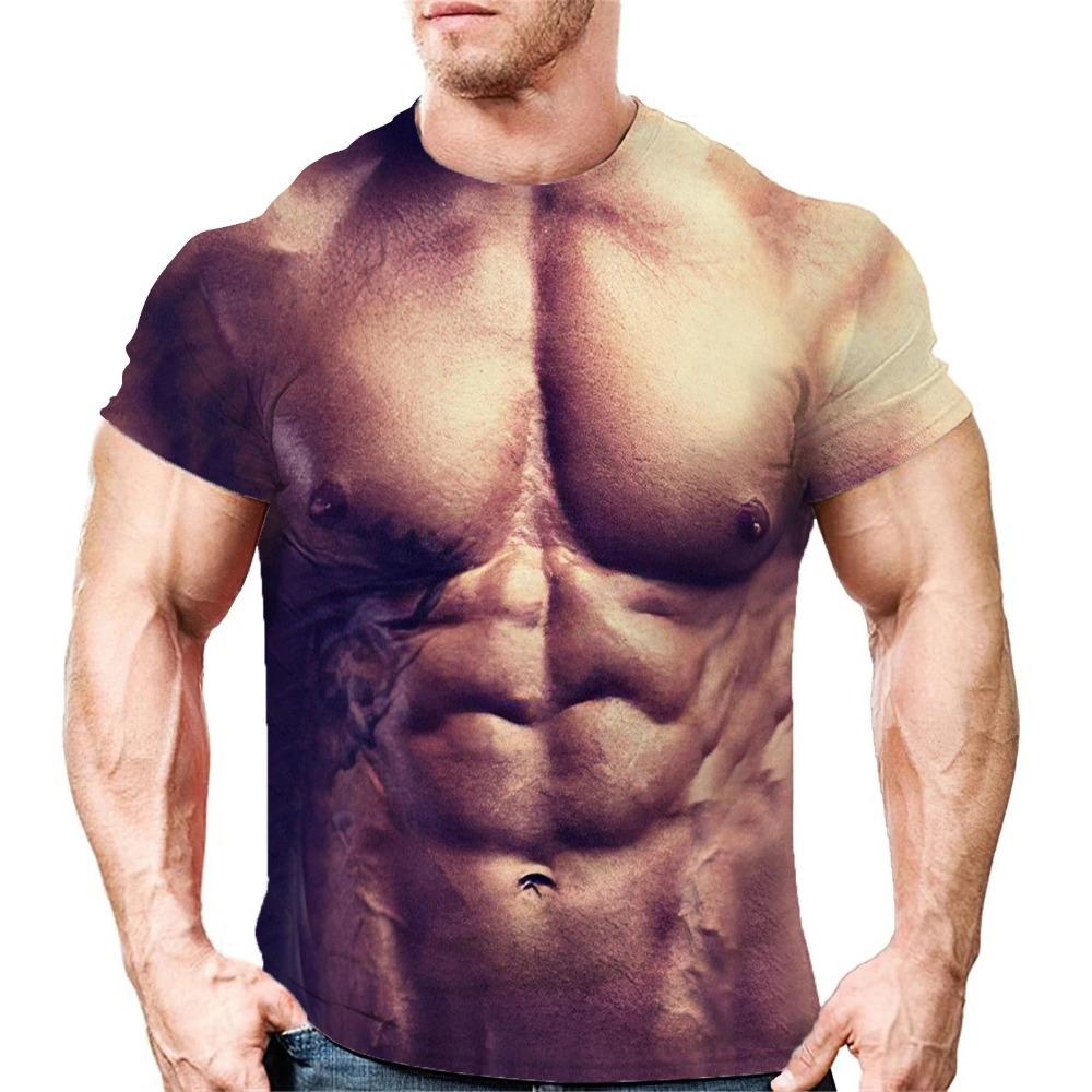 

Сексуальная мода мышцы татуировки креативный хип-хоп смешной крутой парень летняя мужская футболка с круглым вырезом короткий рукав топ 3D Harajuku принт новый L