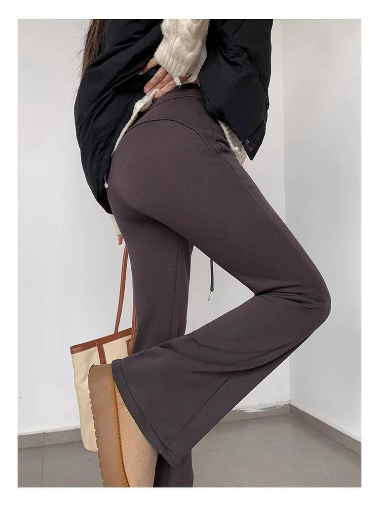 Women's Petite Slimming High-Waist Micro Flare Pants - Casual Sportswear for Autumn