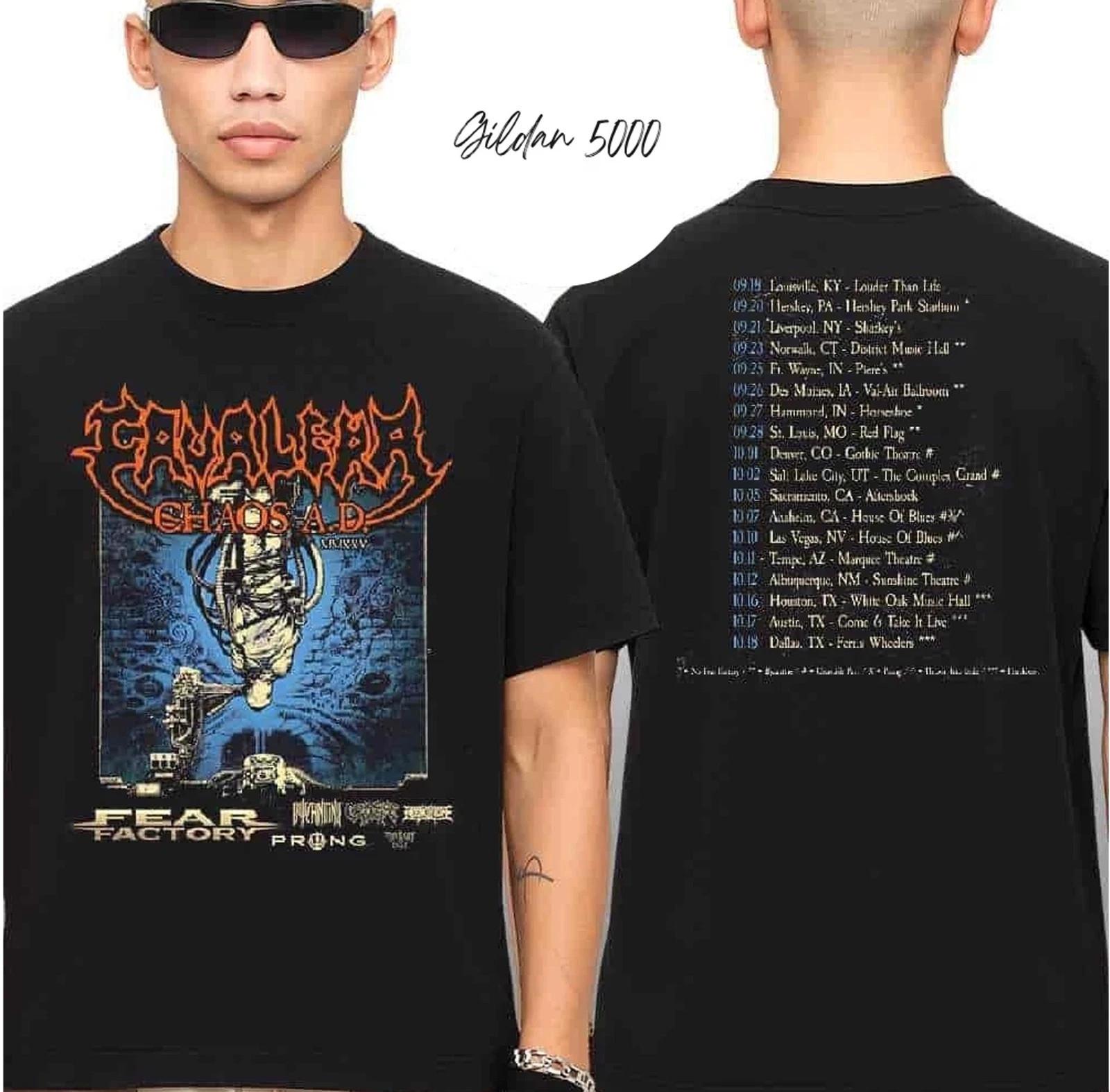 

Cavalera Chaos AD 2025 US Headline Tour Schedule and Dates List Two Side T-Shirt Mens Womens Tees Top 4XL