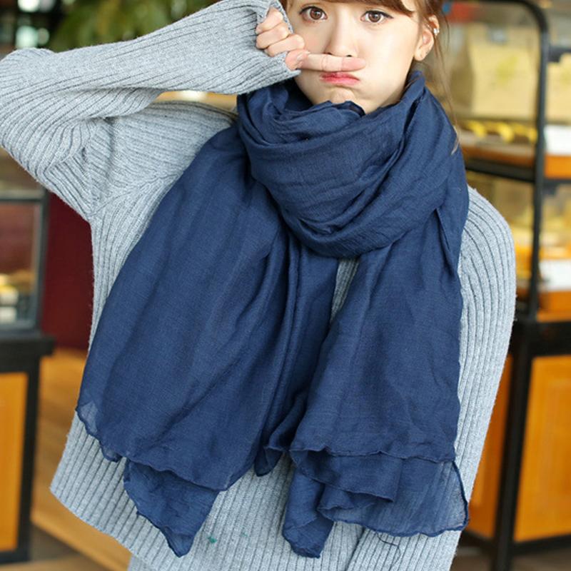 

New Fashion Goft Cotton Linen Hijabs Musilim Islamic Sky Blue Scarf Women Scarves Gree/Red/Orange Colors Lage Size Long Wraps