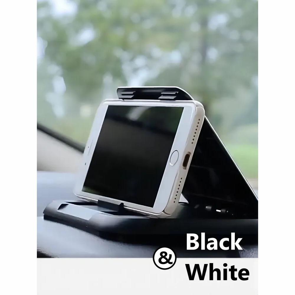 Car holder for phone and smartphone with sun protection. on the dashboard / dashboard of the car