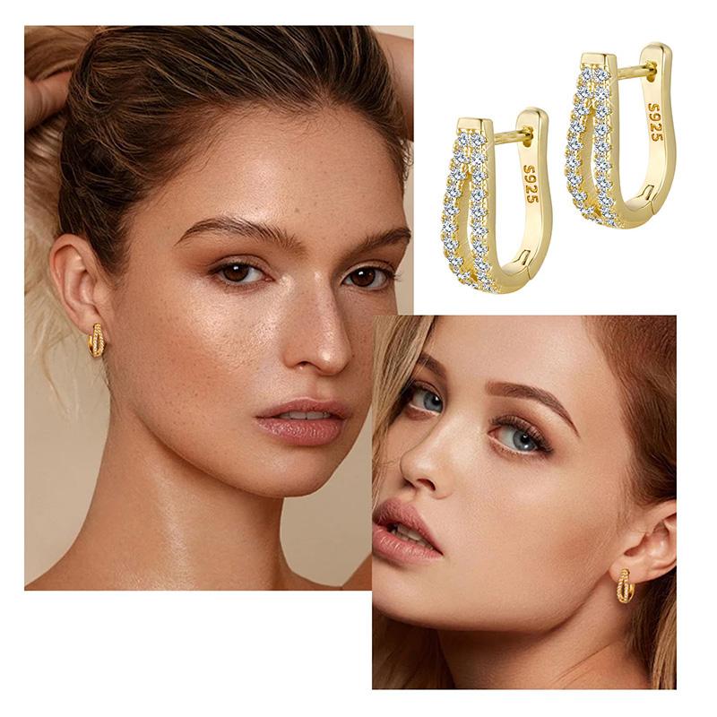925 Silver Earrings For Women Hypoallergenic Lightweight Hoops Cubic Zirconia Huggie Jewelry Gifts Dainty Everyday Wear