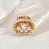 2025 new style women's jewelry geometric inlaid pearl design pleated ring niche open index finger ring
