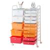 Rolling Cart with Drawers, Double Row 15 Drawer Storage Organizer, Mobile Utility Cart, Steel Frame, Universal Casters & 2 Brakes