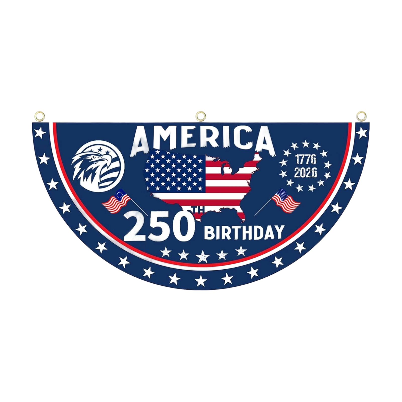 

250th Anniversary Half-Round Bunting Flag - Commemorative Decorative Banner For Parades, Town Events, And Historical Celebrations One Size